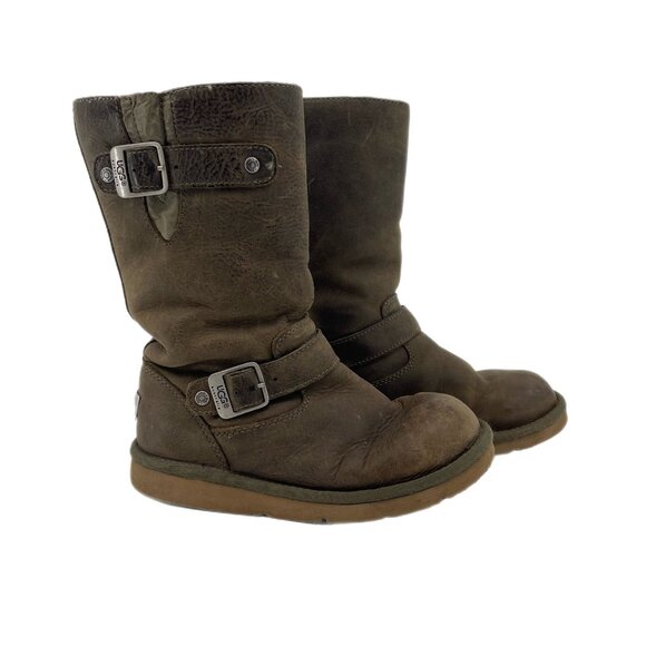 UGG Brown Leather Winter & Rain Boots | Insulated & Lined - Picture 1 of 9